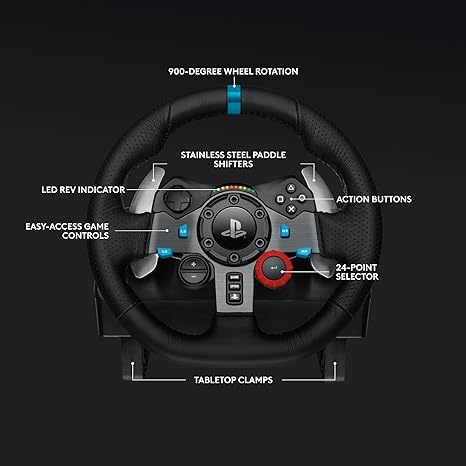 Logitech G29 Driving Force Racing Wheel and Pedals Force Feedback Real Leather