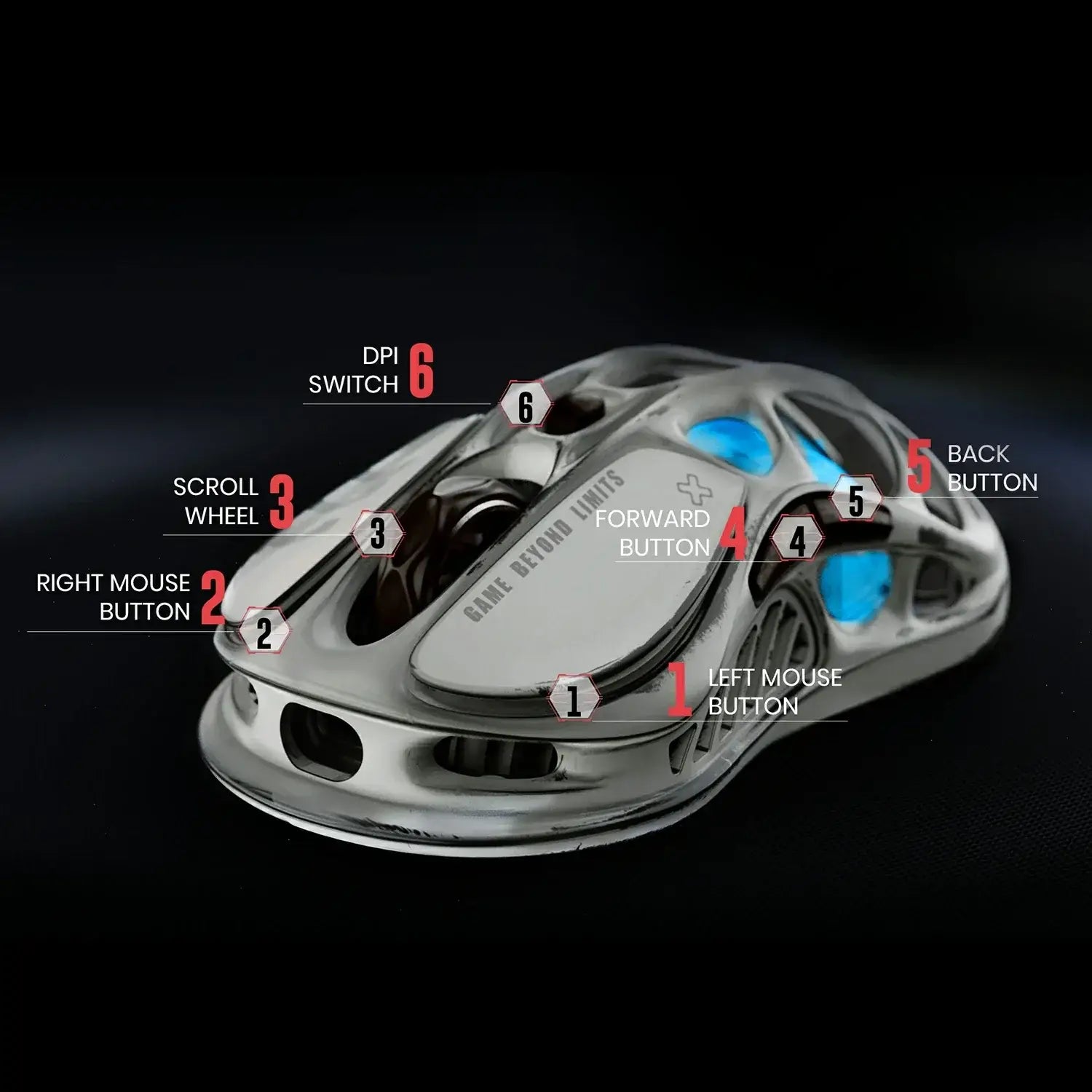 Mercury m1 pro gaming mouse - battle-worn silver mist