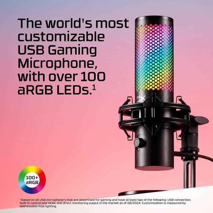Hyperx quadcast 2 microphone - usb microphone with rgb lighting for streaming - streaming