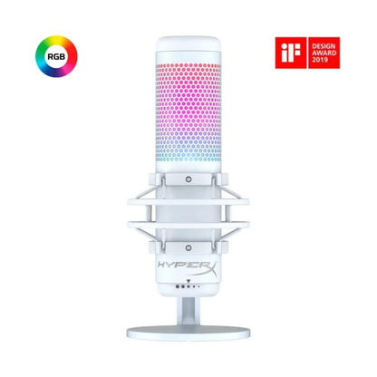 Hyperx quadcast s microphone - usb microphone with rgb lighting in white - streaming