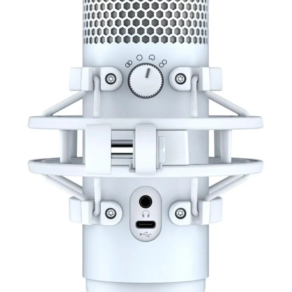 Hyperx quadcast s microphone - usb microphone with rgb lighting in white - streaming
