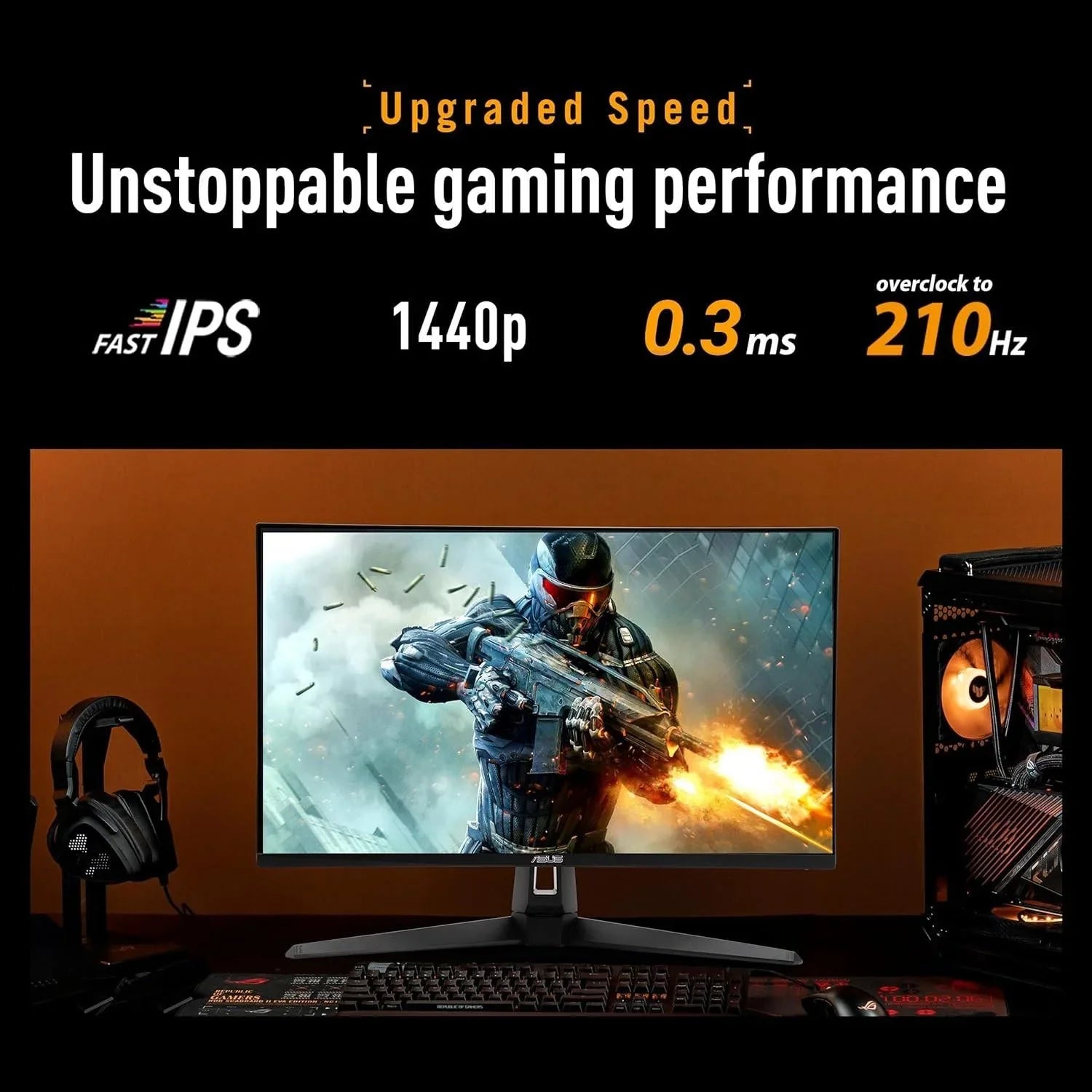 Asus tuf gaming 27” 1440p monitor (vg27aql5a) – qhd (2560 x 1440) 210hz 0.3ms