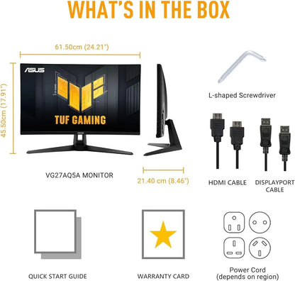 Asus tuf gaming 27” 1440p monitor (vg27aql5a) – qhd (2560 x 1440) 210hz 0.3ms