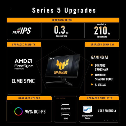 Asus tuf gaming 27” 1440p monitor (vg27aql5a) – qhd (2560 x 1440) 210hz 0.3ms