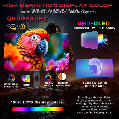 Gameon 27’’ black oled qhd gaming monitor 240hz 0.03ms hdmi 2.1 (supports ps5)