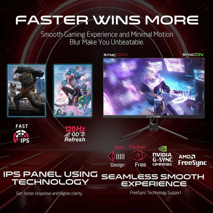 Gameon 27 inch gaming monitor - fhd 1080p computer monitor 120hz ips 1ms