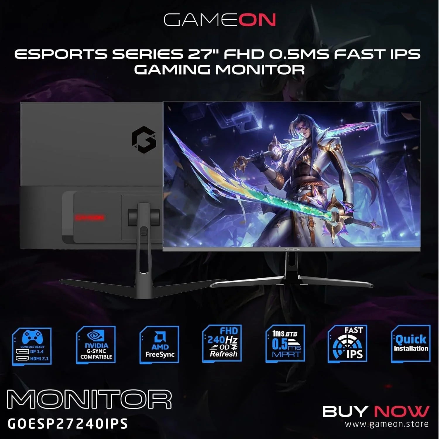 Gameon goesp27240ips esports series 27’’ fhd 240hz mprt 0.5ms hdmi 2.1 fast ips