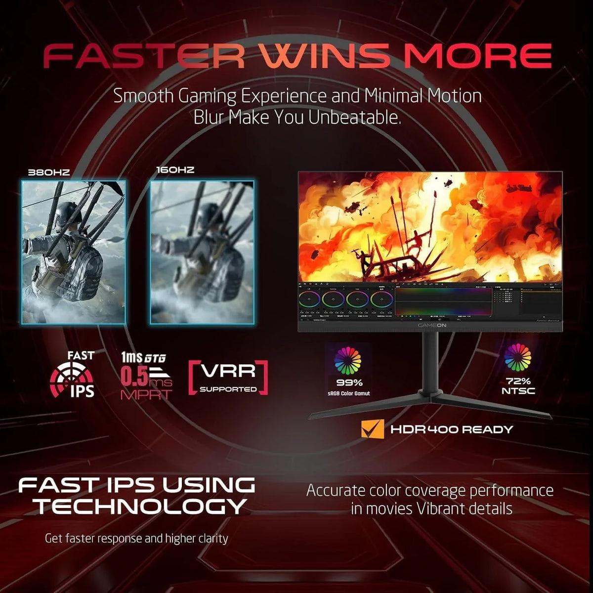 Gameon gomp27fhd380ips midnight pro series 27’’ fhd 380hz mprt 0.5ms hdmi 2.1