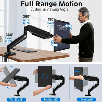 Redragon gmk914 single monitor mount stand - gas spring adjustable arms tv &