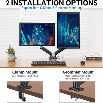 Redragon gmk915 dual monitor mount stand - gas spring adjustable arms with vesa