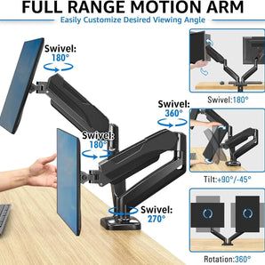 Redragon gmk915 dual monitor mount stand - gas spring adjustable arms with vesa