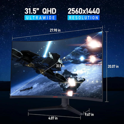 Koorui 32 inch curved gaming monitor - qhd (2560 x 1440) 2k display 170hz - pc hardware