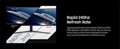 Samsung 49” odyssey g9 gaming monitor 1000r curved qled dual qhd 240hz - pc hardware