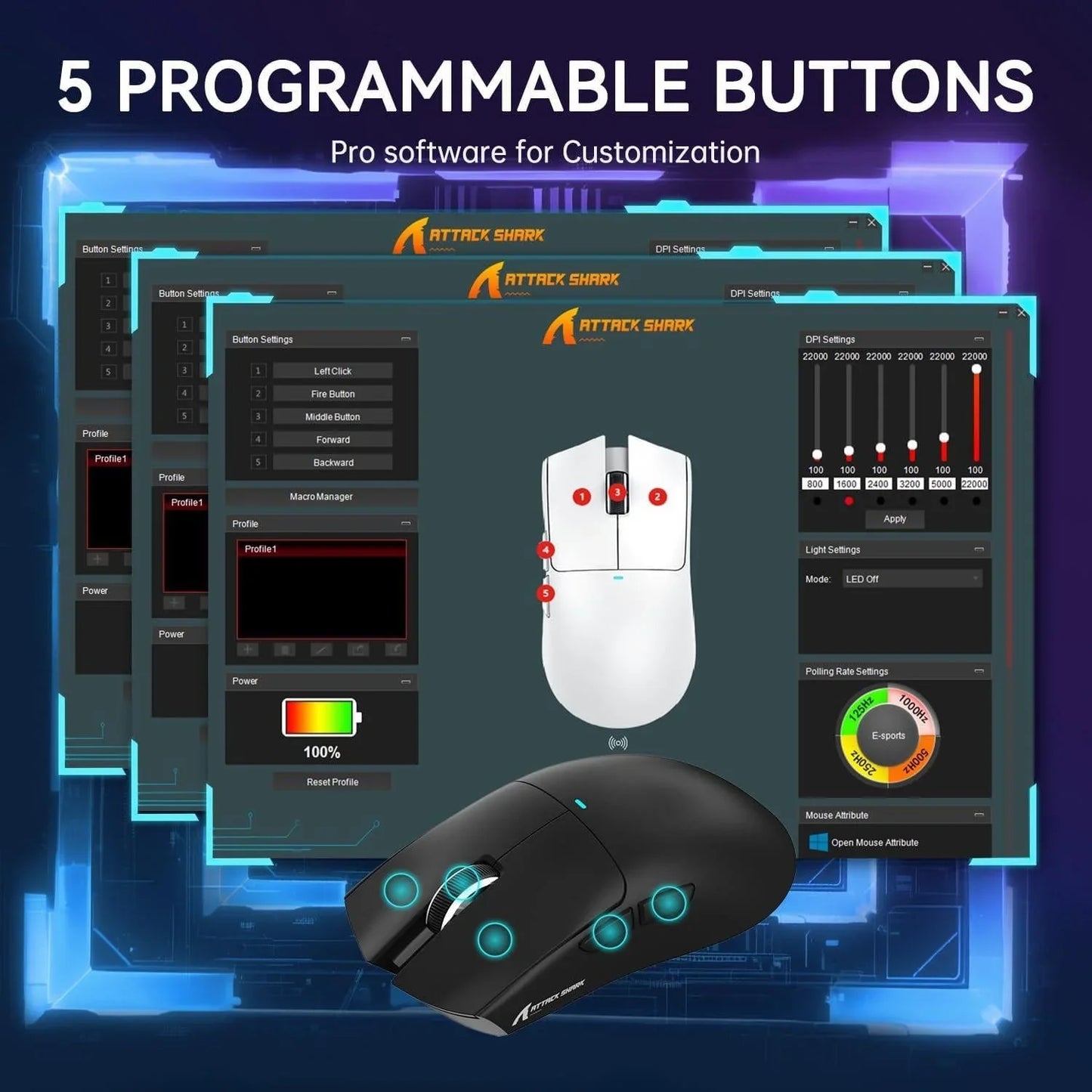 Attack shark x11 lightweight wireless gaming mouse with rgb charging