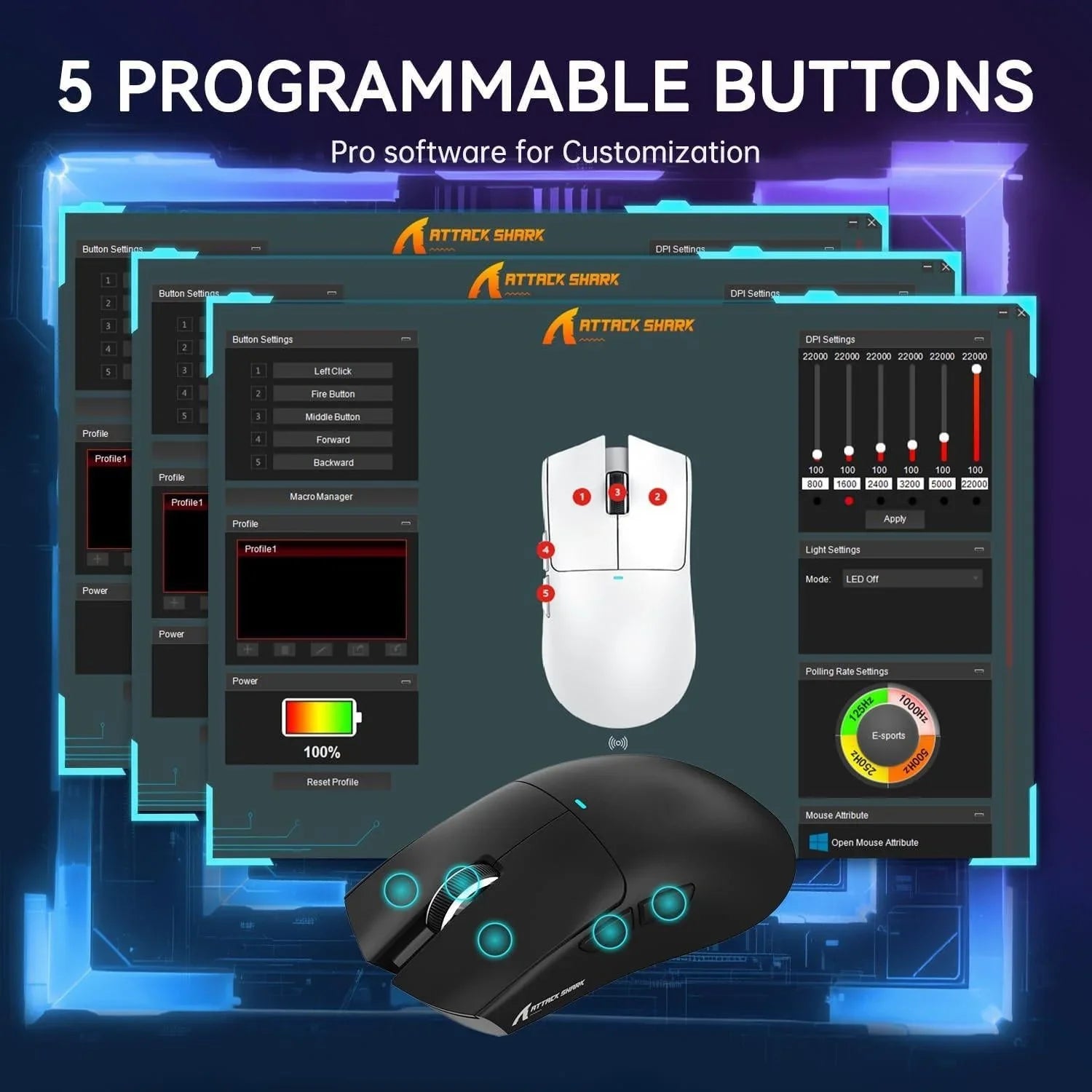 Attack shark x11 lightweight wireless gaming mouse with rgb charging