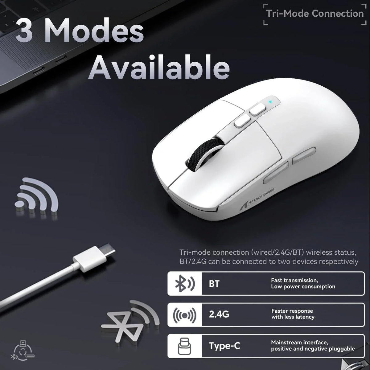 Attack shark x6 lightweight wireless gaming mouse with rgb backlight charging