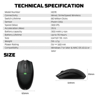 Fantech aria xd7e wireless gaming mouse - white mouse pads