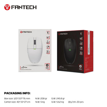 Fantech aria xd7e wireless gaming mouse - white mouse pads