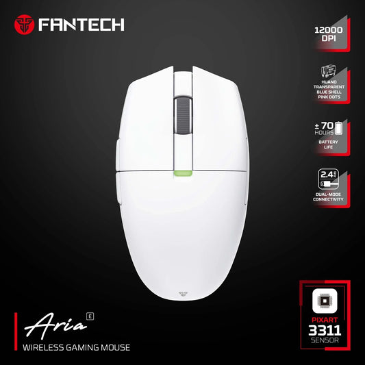 Fantech aria xd7e wireless gaming mouse - white mouse pads