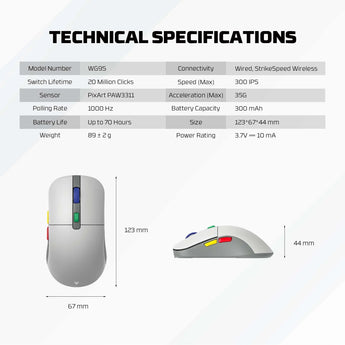 Fantech kanata s wg9s super maxfit wireless gaming mouse - dual mode connection