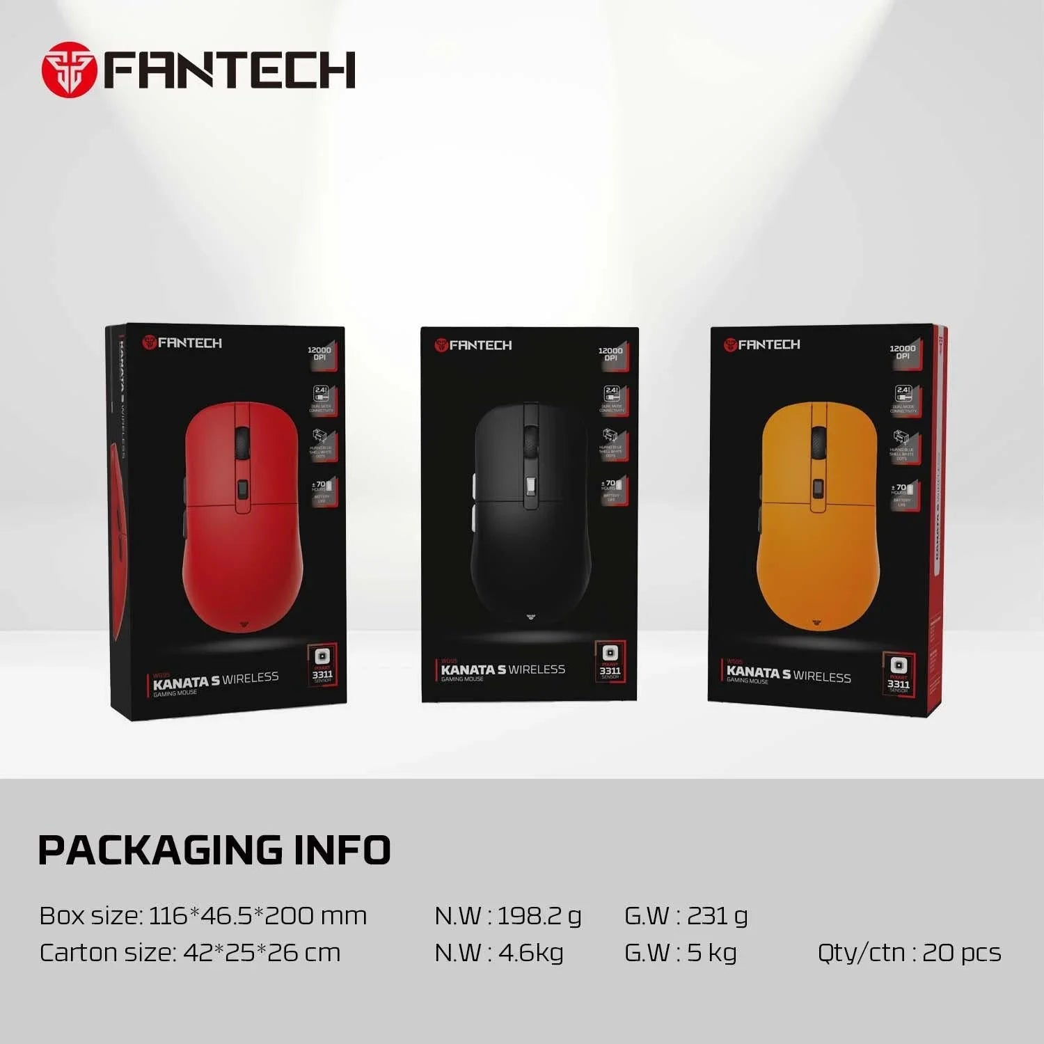 Fantech kanata s wg9s wireless gaming mouse - black mice & trackballs