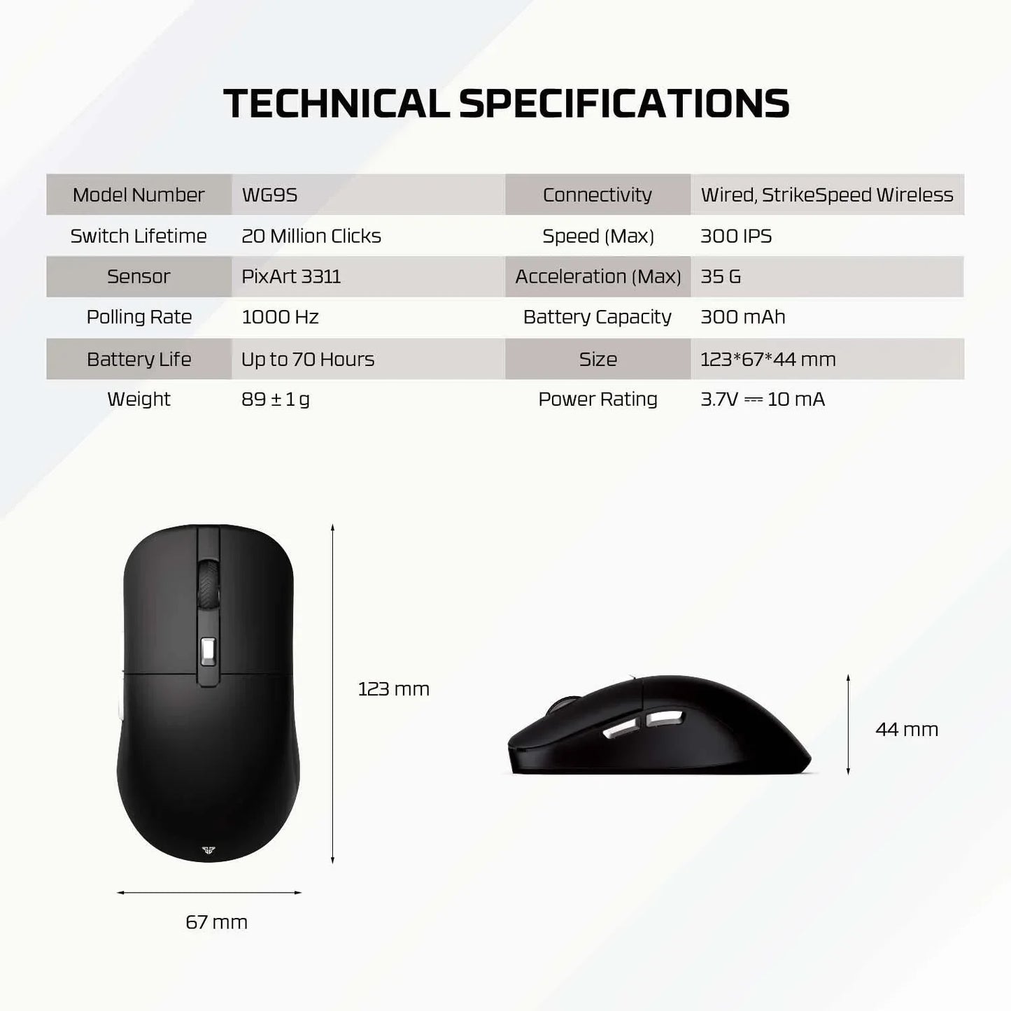 Fantech kanata s wg9s wireless gaming mouse - black mice & trackballs
