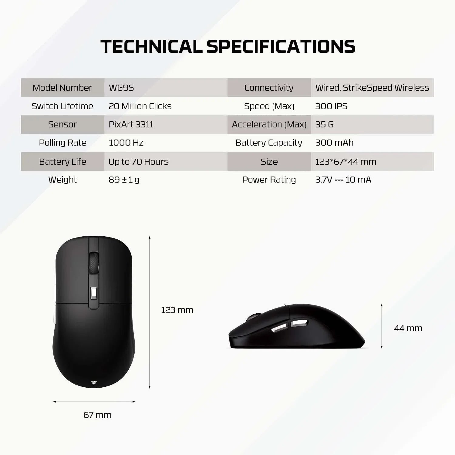 Fantech kanata s wg9s wireless gaming mouse - black mice & trackballs