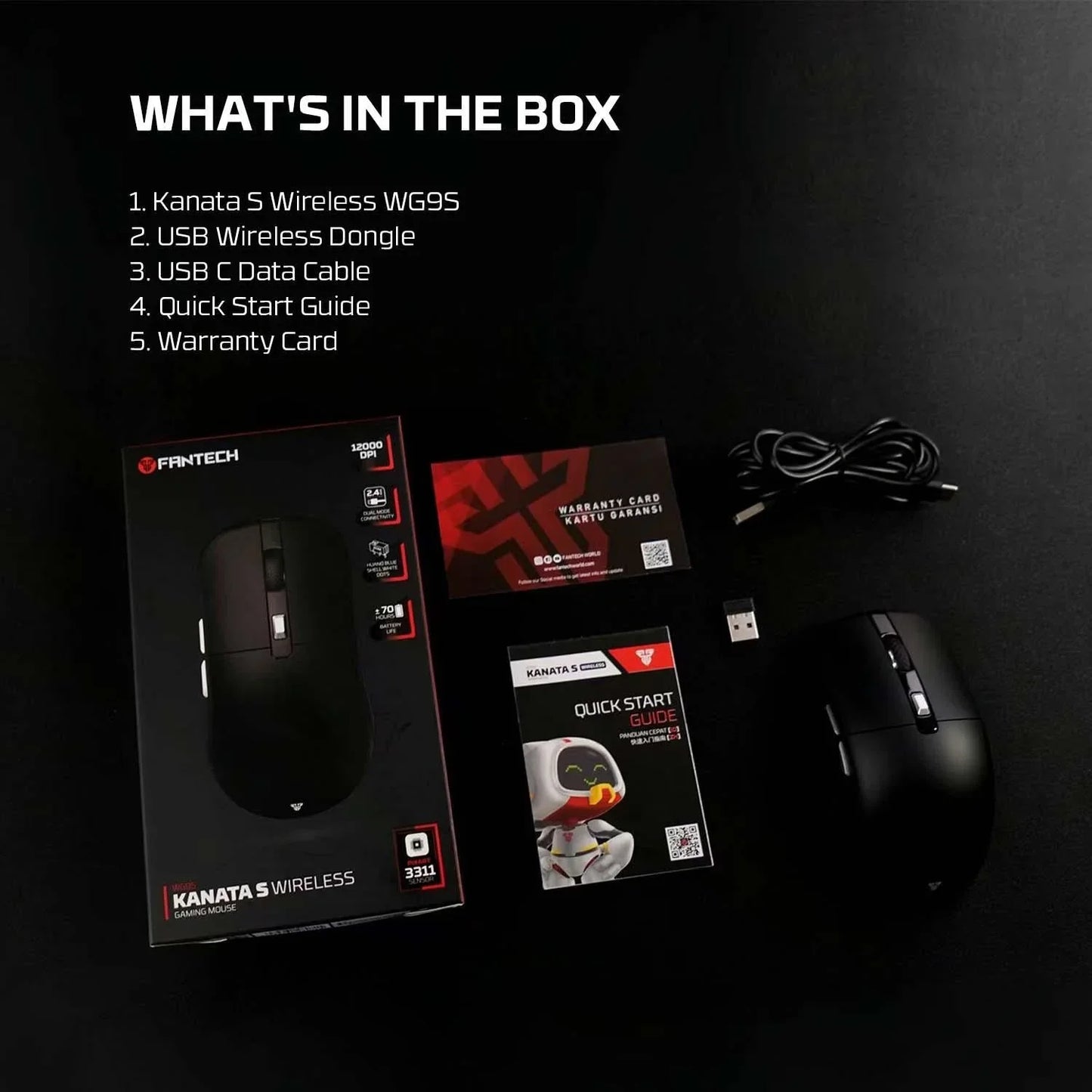 Fantech kanata s wg9s wireless gaming mouse - red mice & trackballs