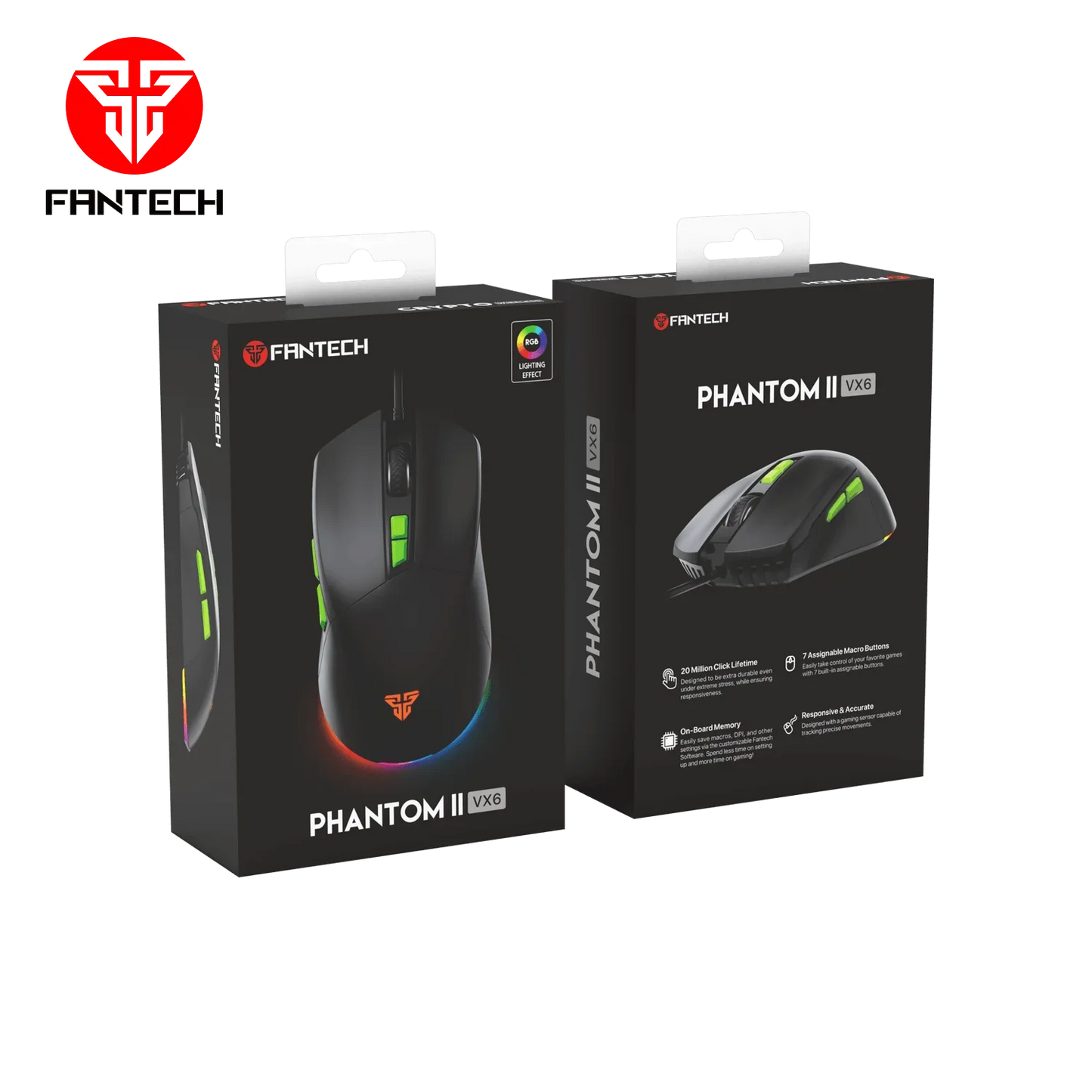 Fantech phantom ii vx6 neon macro gaming mouse