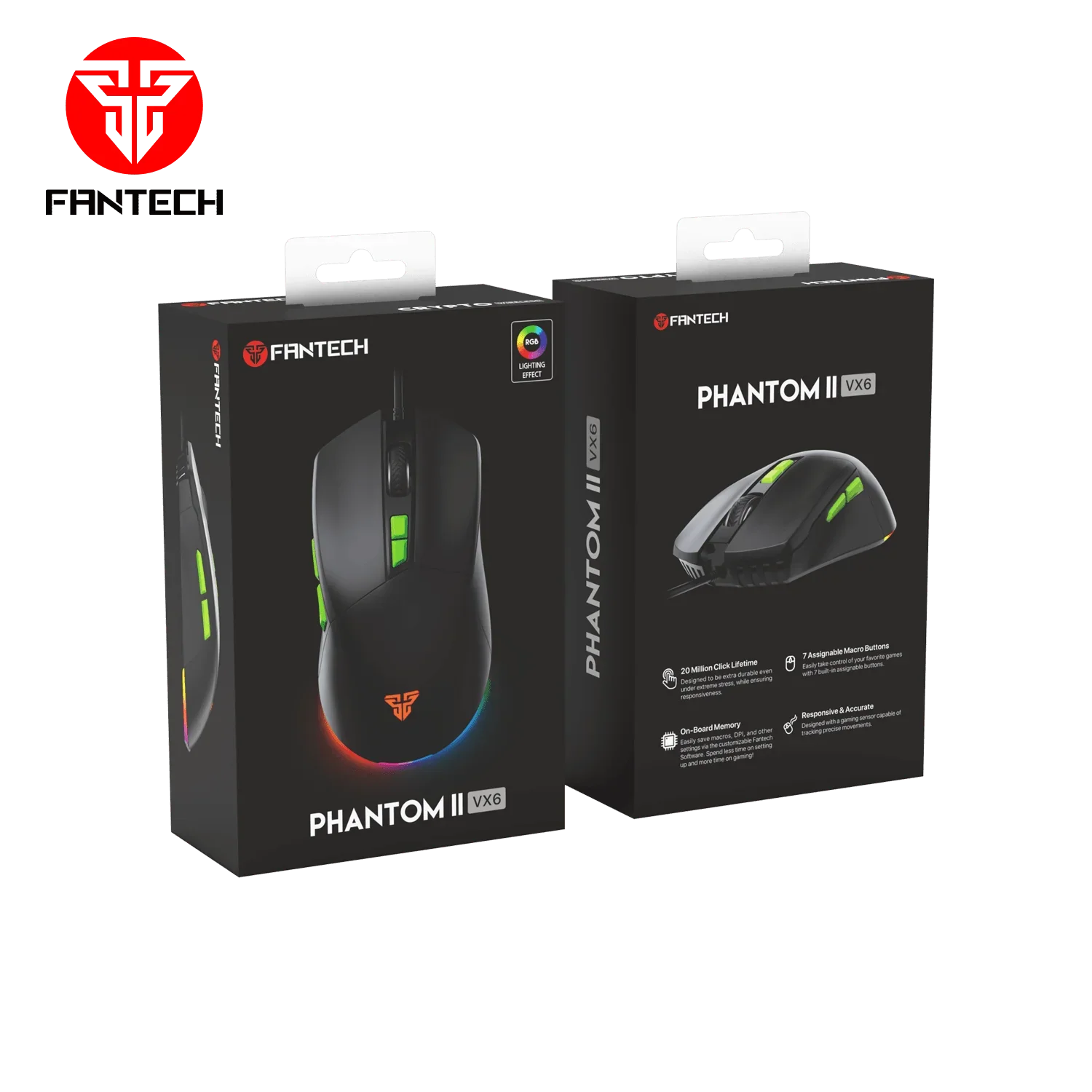 Fantech phantom ii vx6 neon macro gaming mouse