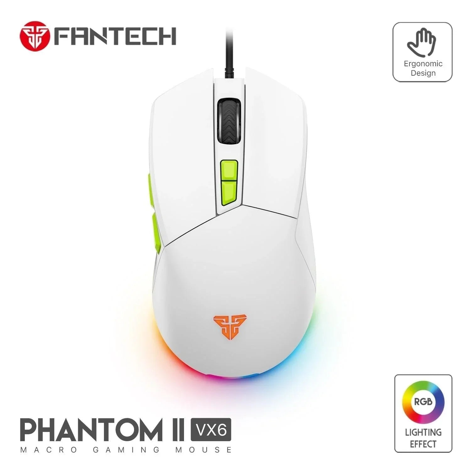 Fantech phantom ii vx6 neon macro gaming mouse