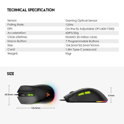 Fantech phantom ii vx6 neon macro gaming mouse