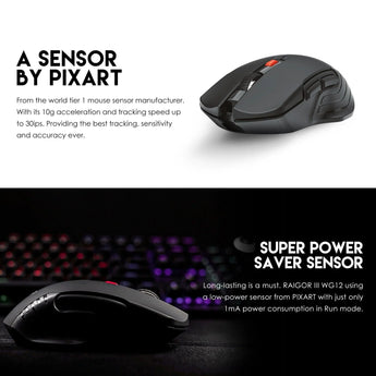 Fantech raigor iii wg12 gaming mouse with 2.4ghz wireless connection