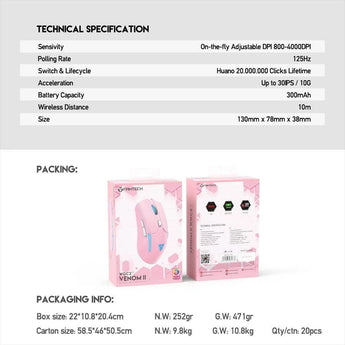 Fantech wgc2+ venom ii sakura wireless mouse