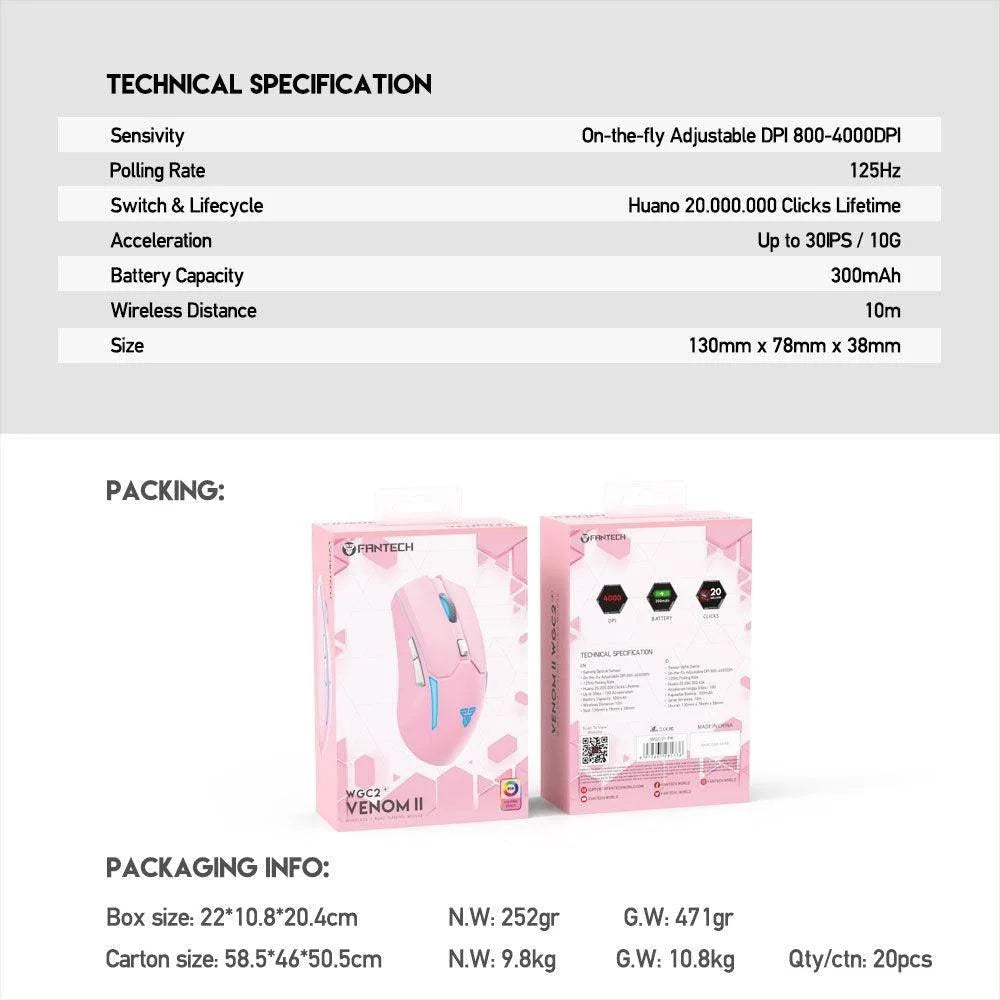 Fantech wgc2+ venom ii sakura wireless mouse