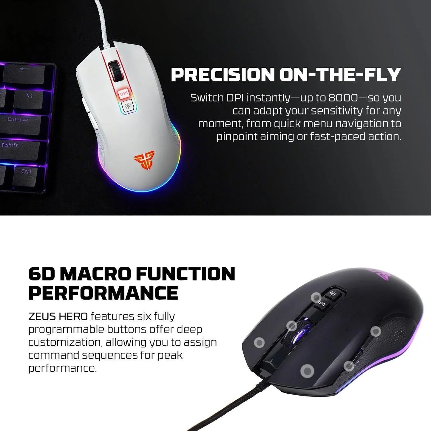 Fantech zeus x5a gaming mouse 8000 dpi mice & trackballs