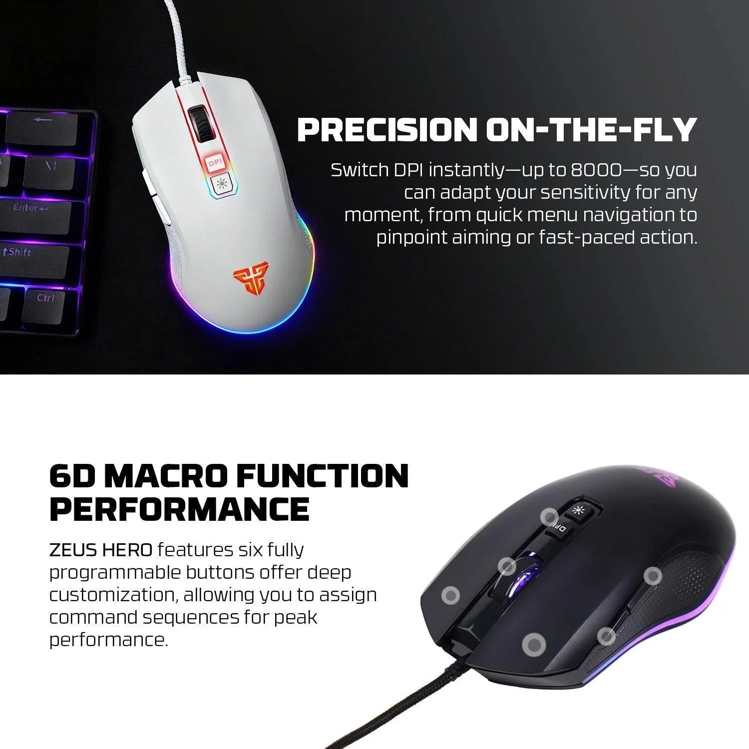 Fantech zeus x5a gaming mouse 8000 dpi mice & trackballs