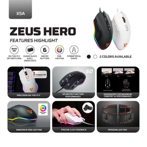 Fantech zeus x5a gaming mouse 8000 dpi mice & trackballs