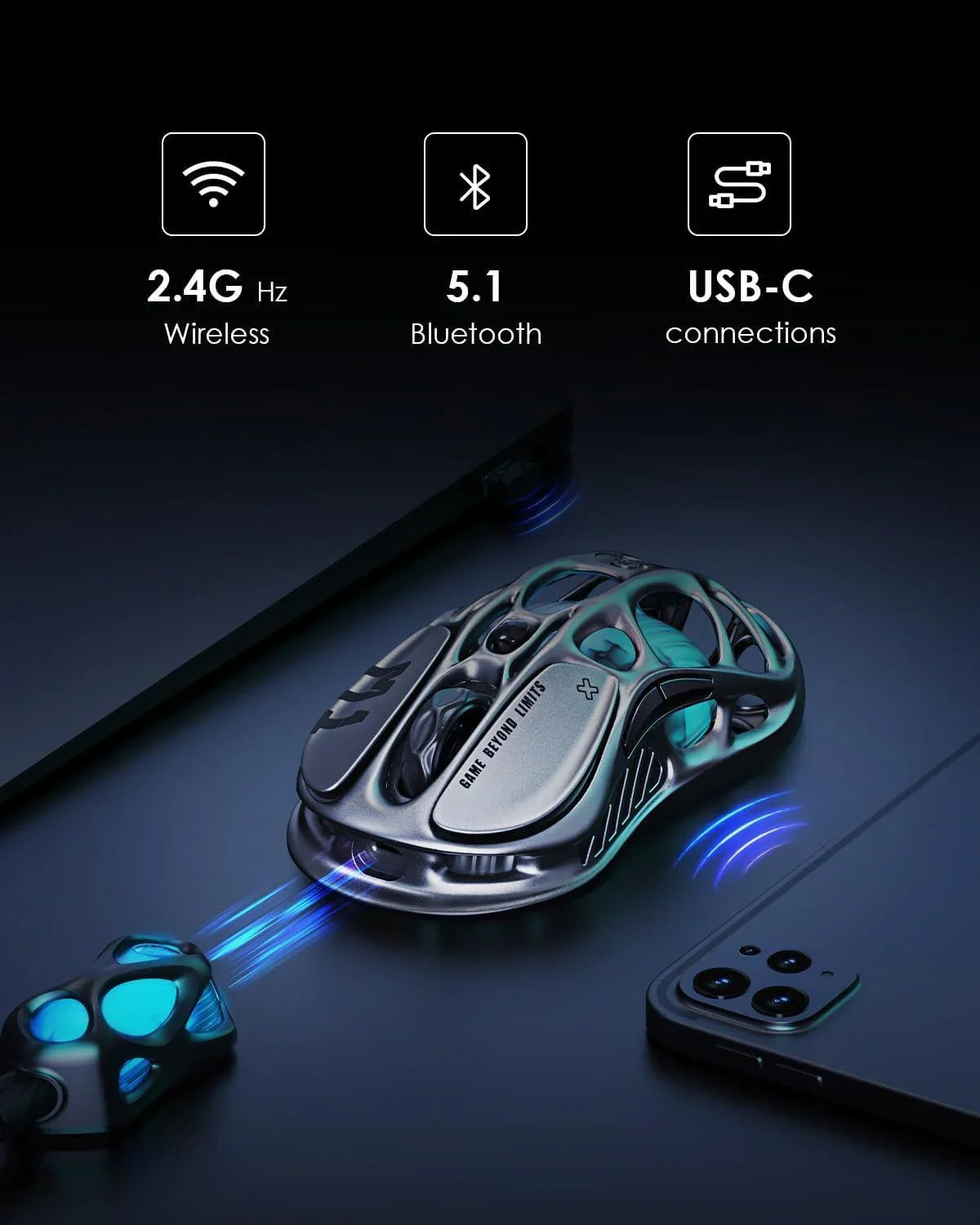 Gravastar mercury m1 pro wireless gaming mouse – 26,000 dpi paw3395dm sensor