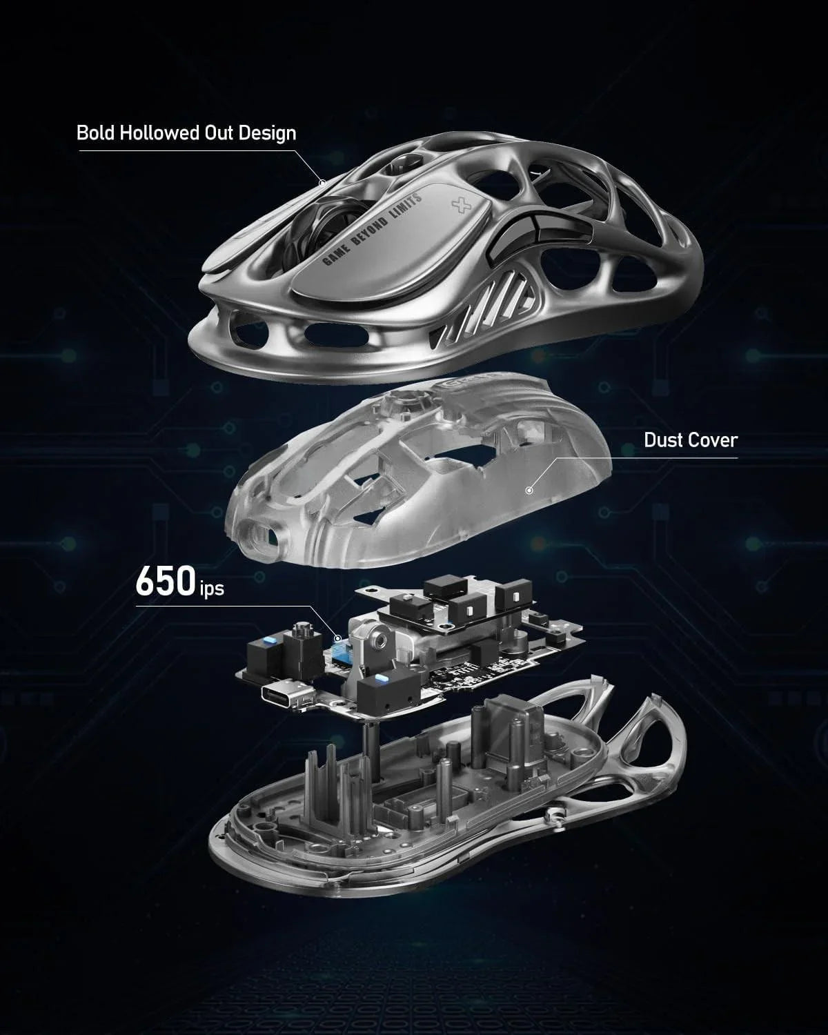 Gravastar mercury m1 pro wireless gaming mouse – 26,000 dpi paw3395dm sensor