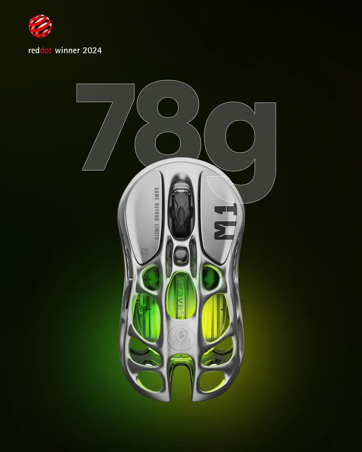 Gravastar mercury m1 pro wireless gaming mouse – 26,000 dpi paw3395dm sensor