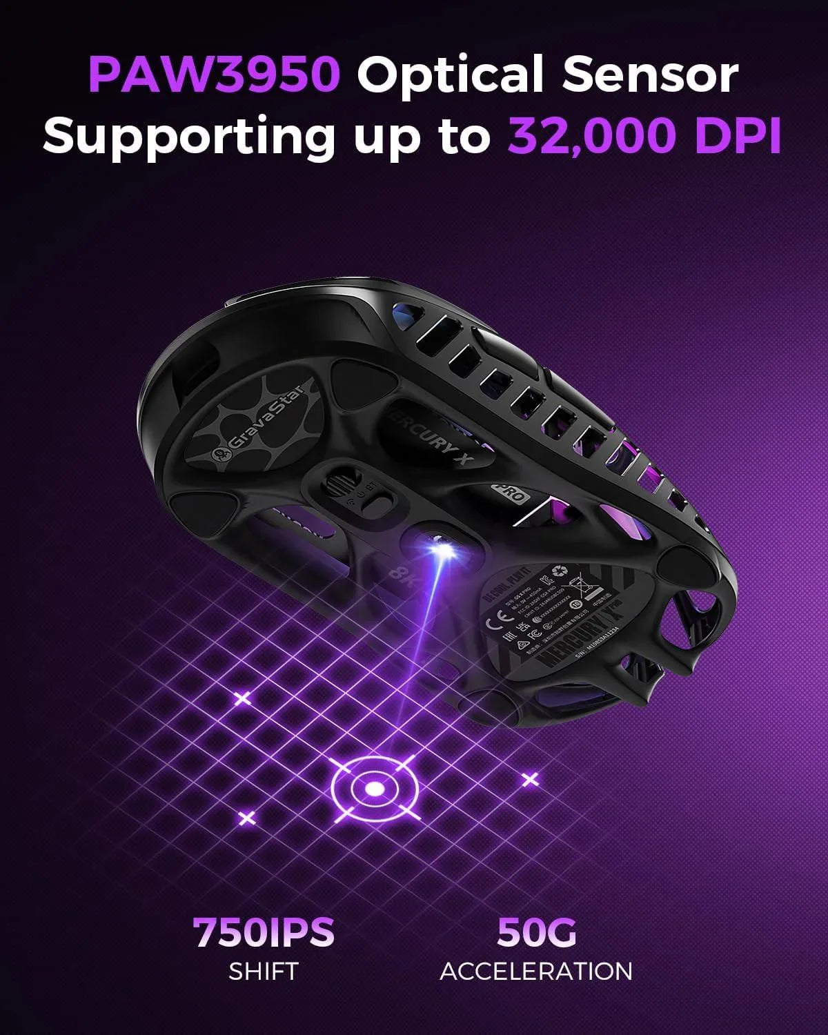Gravastar mercury x pro wireless gaming mouse come with 8k dongle – 32,000 dpi
