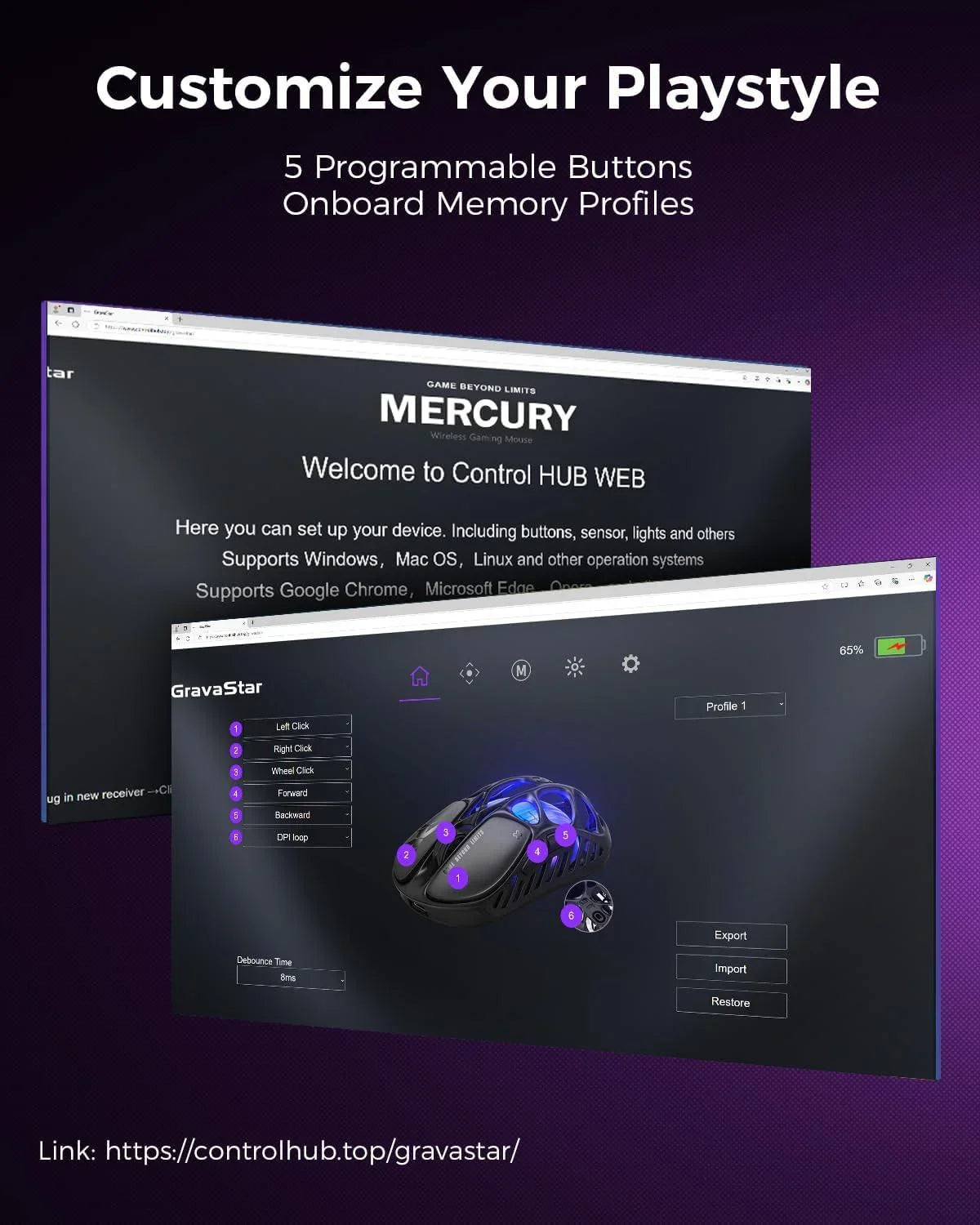 Gravastar mercury x pro wireless gaming mouse come with 8k dongle – 32,000 dpi