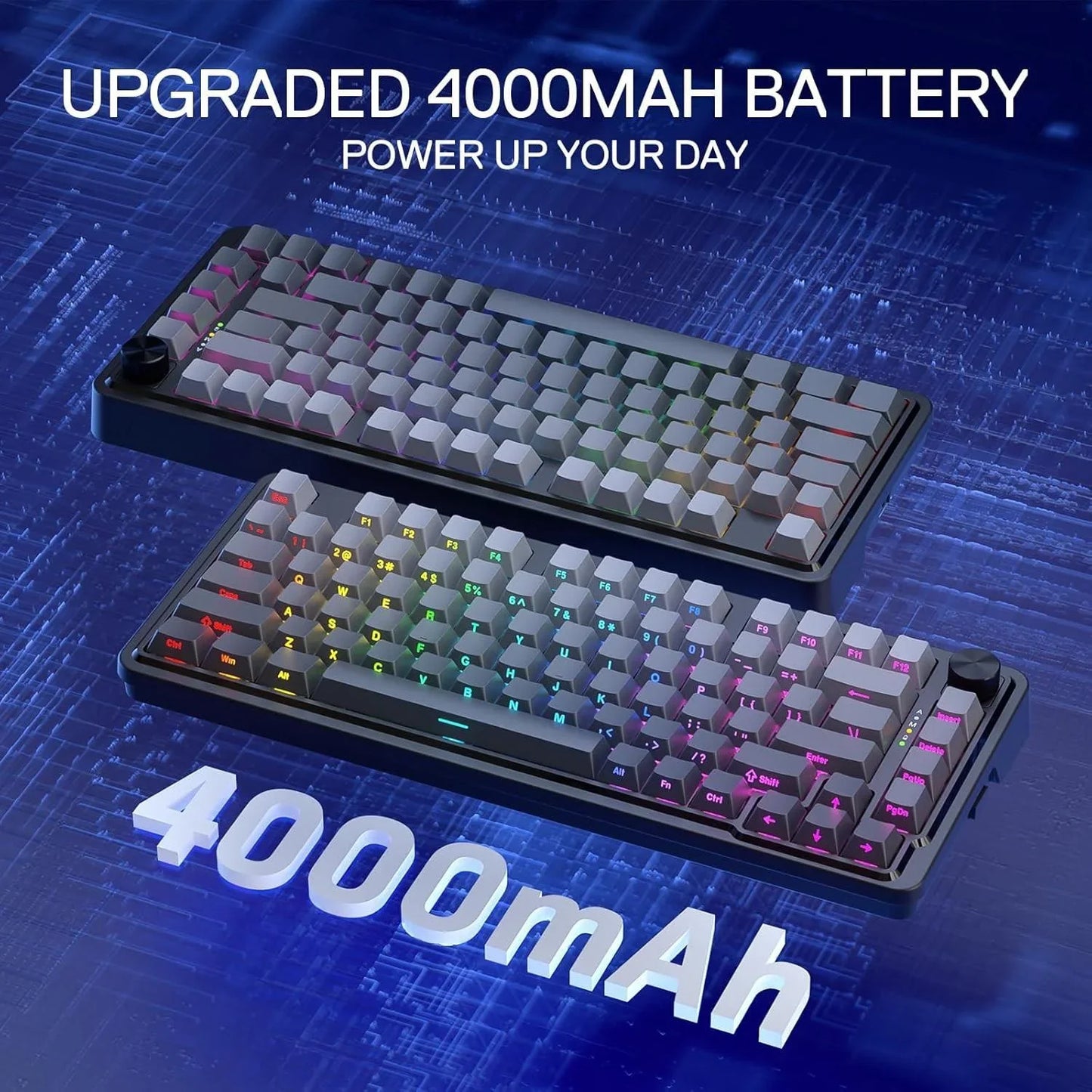 Redragon k673 gb 75% wireless gasket rgb gaming keyboard 3-modes 81 keys pbt