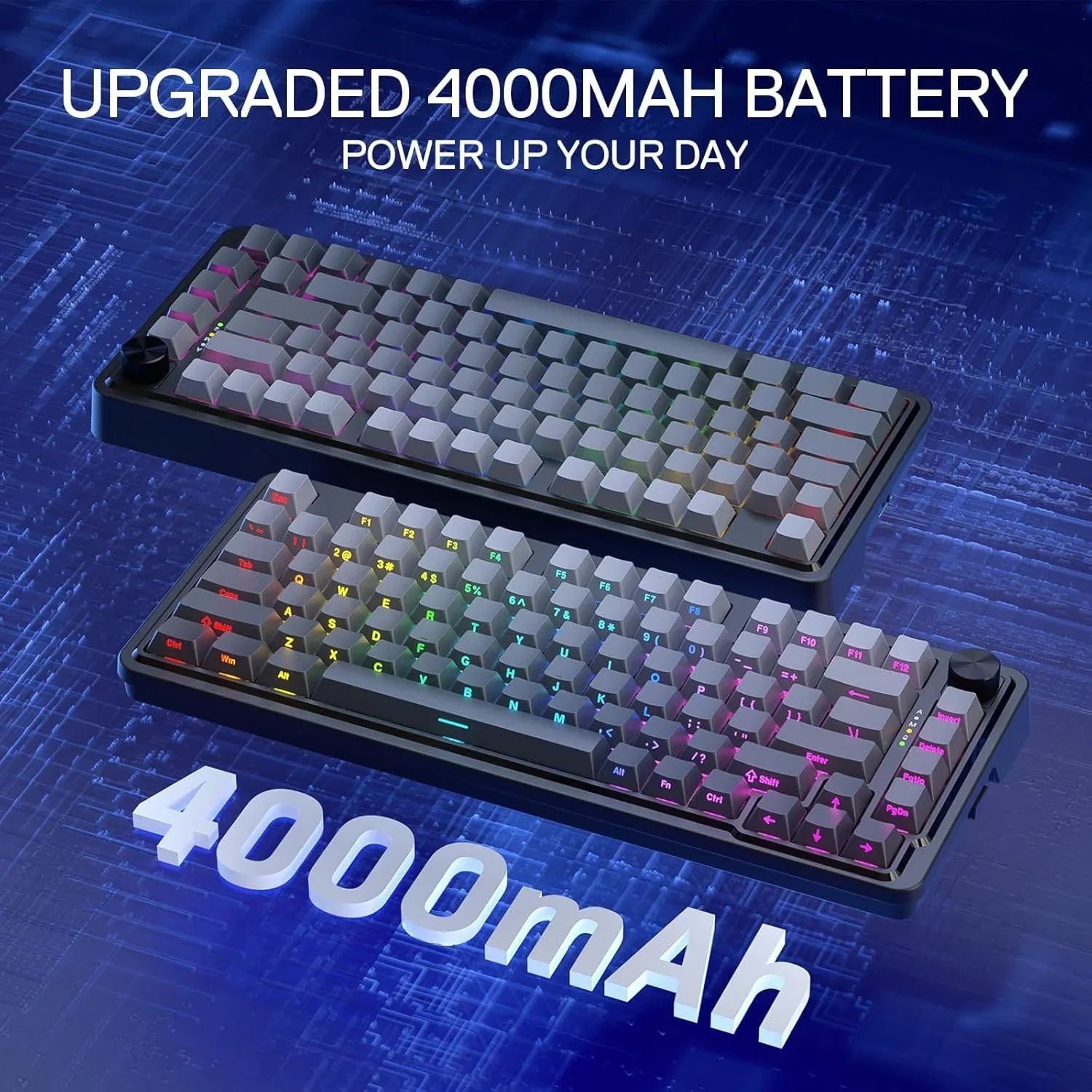 Redragon k673 gb 75% wireless gasket rgb gaming keyboard 3-modes 81 keys pbt