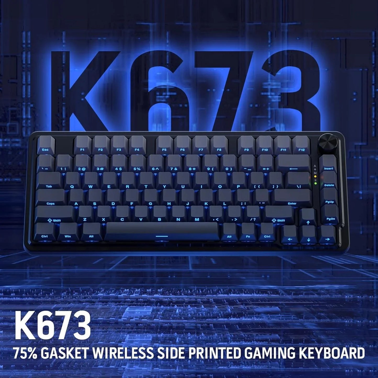 Redragon k673 gb 75% wireless gasket rgb gaming keyboard 3-modes 81 keys pbt