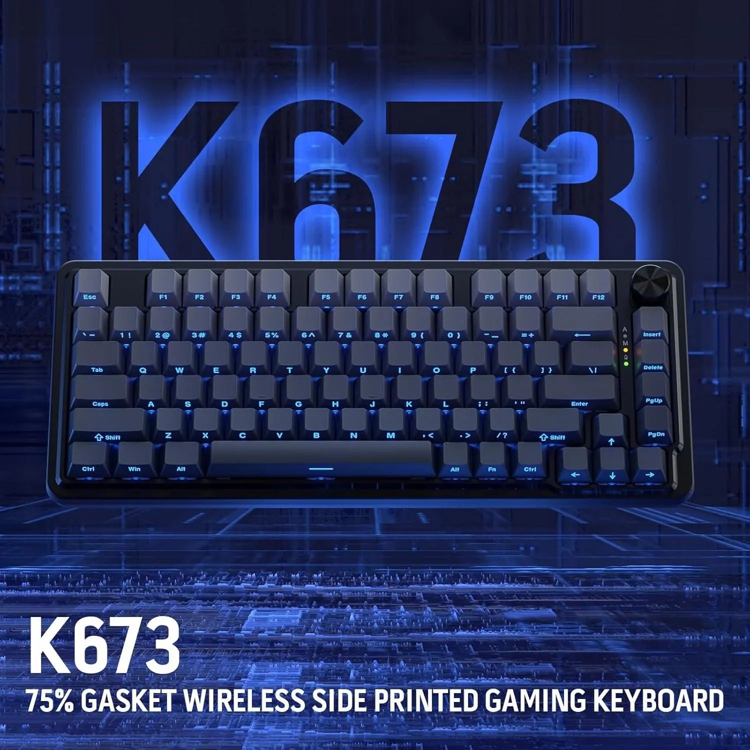 Redragon k673 gb 75% wireless gasket rgb gaming keyboard 3-modes 81 keys pbt