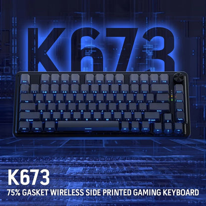 Redragon k673 gb 75% wireless gasket rgb gaming keyboard 3-modes 81 keys pbt