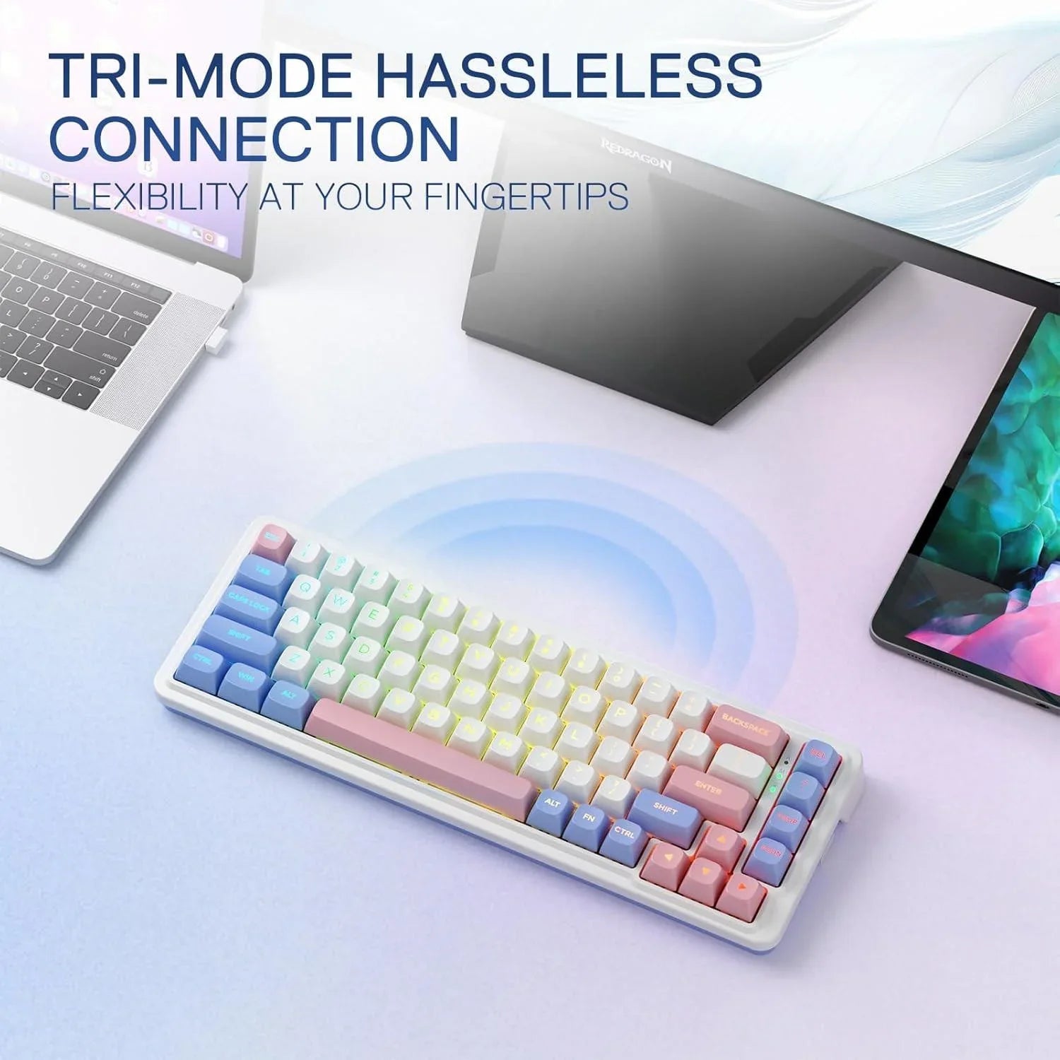 Redragon k709 pro 65% wireless gasket rgb gaming keyboard 68 keys hot-swap