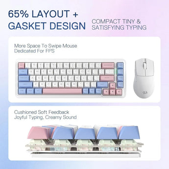 Redragon k709 pro 65% wireless gasket rgb gaming keyboard 68 keys hot-swap